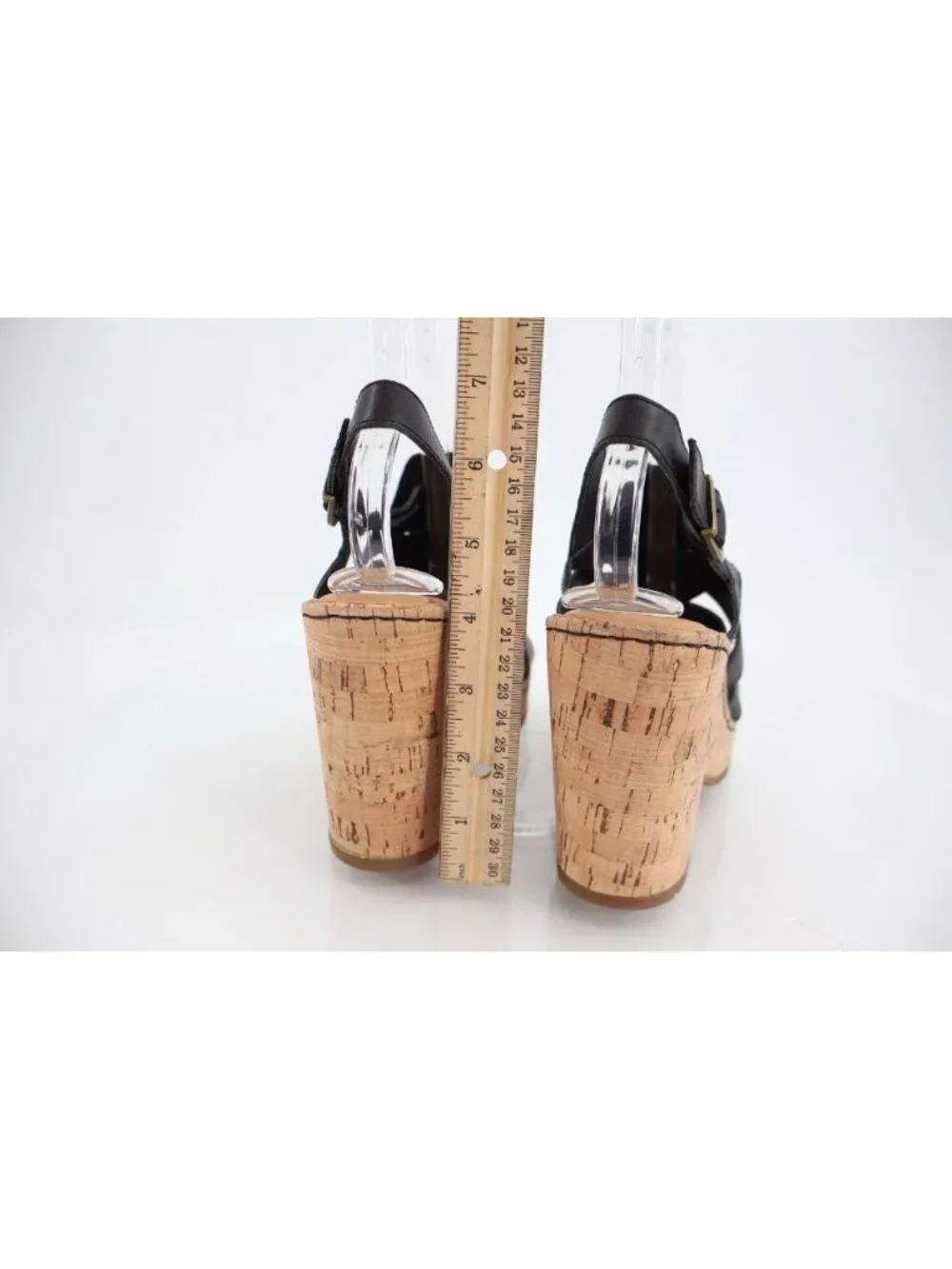 Born Bernese Womens Sandal Size 9 Black Leather Wedge Heel Open Toe Retro Caged